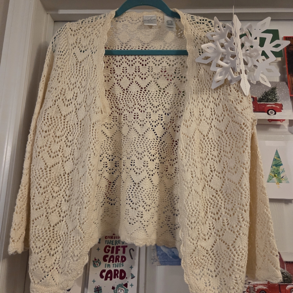 Emma James Cream Lace Cardigan Single Button XL Cottagecore - Picture 8 of 8